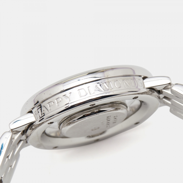 Pre Owned Chopard White 18k White Gold Diamond Happy Diamonds 4169 Women's Wristwatch 31 mm