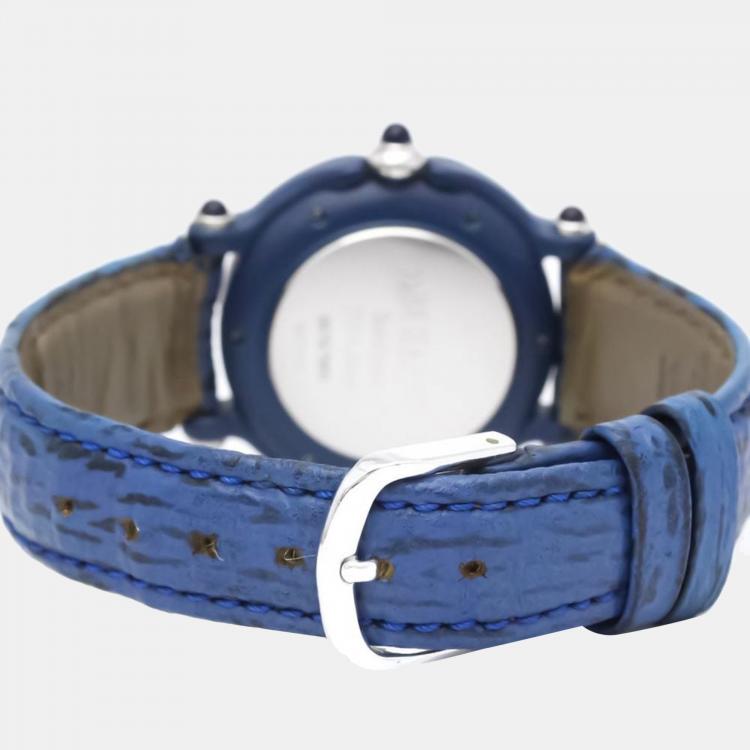 Pre Owned Chopard Blue Plastic Diamond Be Happy 27/7779 Quartz Women's Wristwatch 32 mm