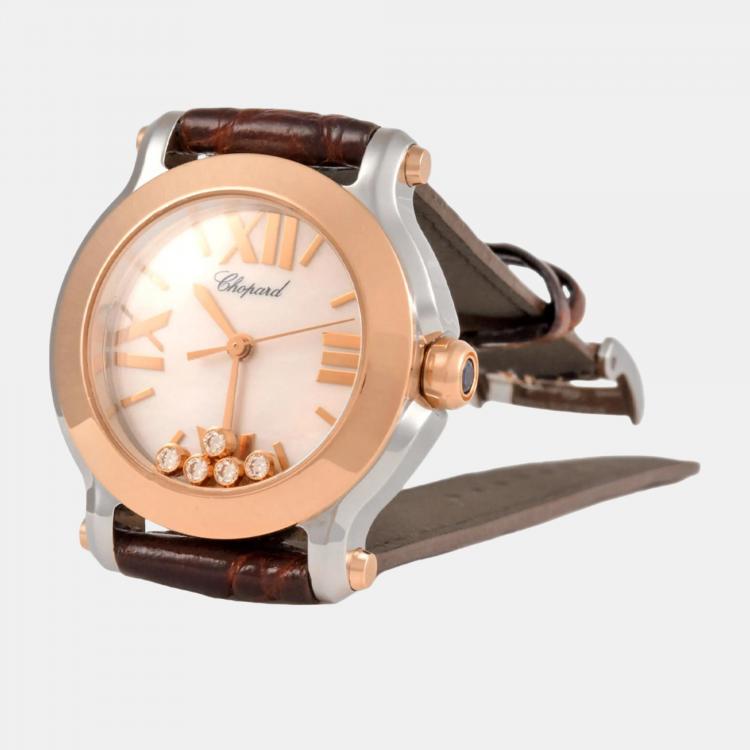 Pre Owned Chopard White Stainless Steel and Diamond Happy Sports 27/8509-6002 Women's Wristwatch 30 mm
