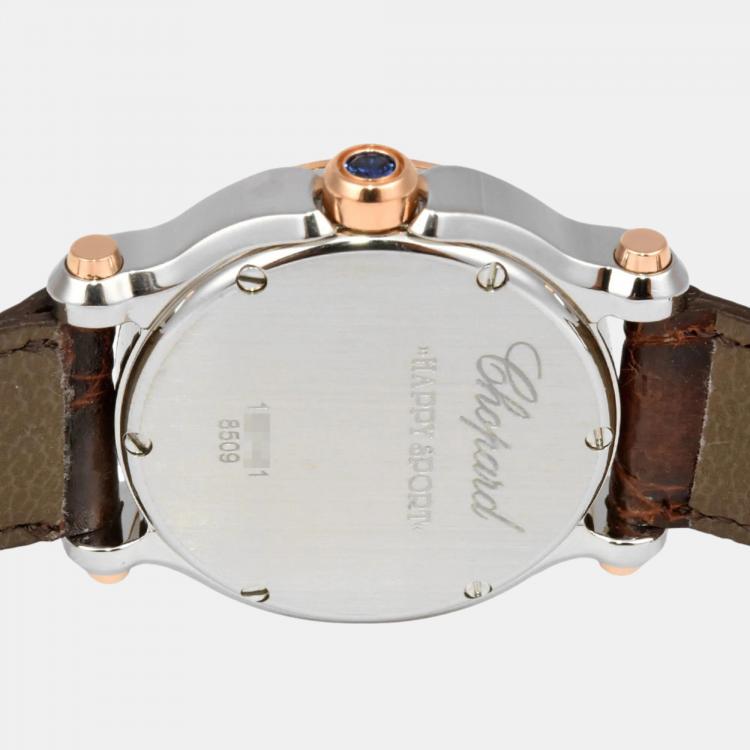 Pre Owned Chopard White Stainless Steel and Diamond Happy Sports 27/8509-6002 Women's Wristwatch 30 mm