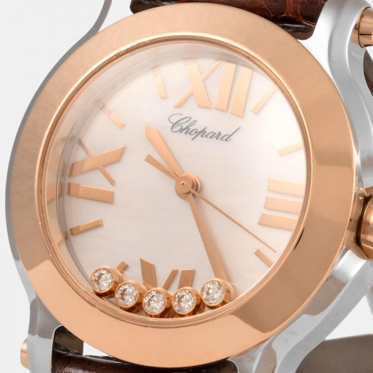 Pre Owned Chopard White Stainless Steel and Diamond Happy Sports 27/8509-6002 Women's Wristwatch 30 mm