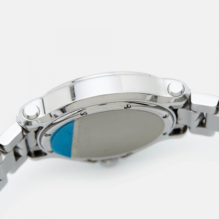 Pre Owned Chopard Mother Of Pearl Diamond Stainless Steel Happy Sport 8475 Women's Wristwatch 35 mm