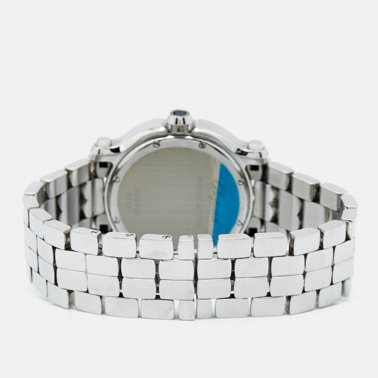 Pre Owned Chopard Mother Of Pearl Diamond Stainless Steel Happy Sport 8475 Women's Wristwatch 35 mm