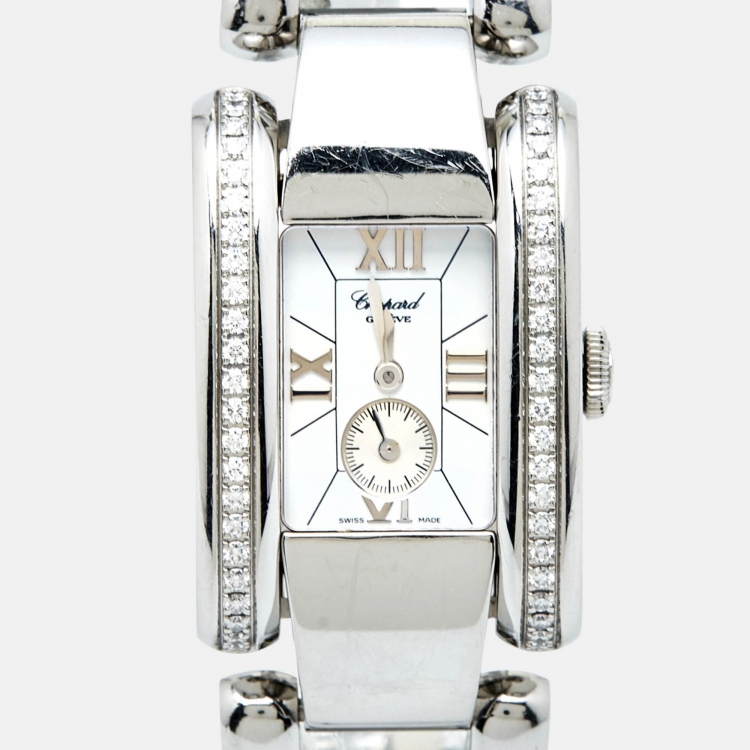 Pre Owned Chopard White Stainless Steel Diamond La Strada 41/8415 Women's Wristwatch 23.50 mm