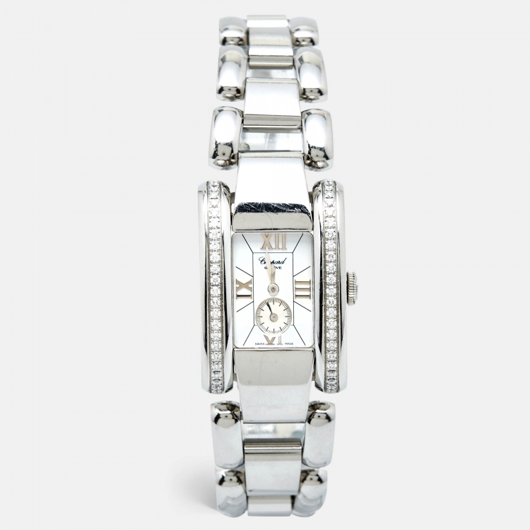 Pre Owned Chopard White Stainless Steel Diamond La Strada 41/8415 Women's Wristwatch 23.50 mm