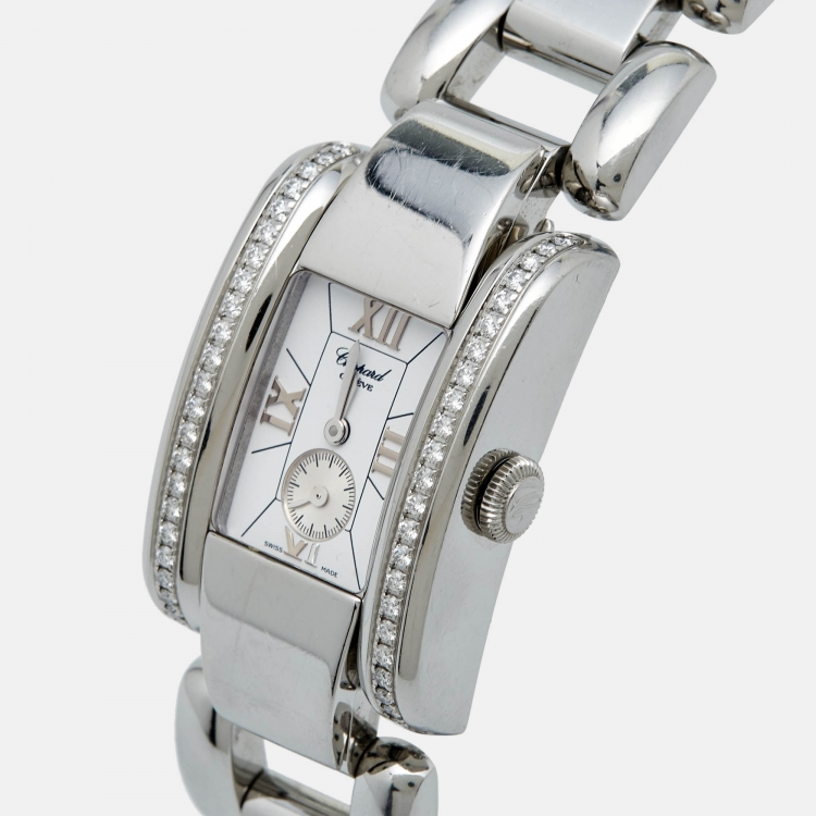 Pre Owned Chopard White Stainless Steel Diamond La Strada 41/8415 Women's Wristwatch 23.50 mm