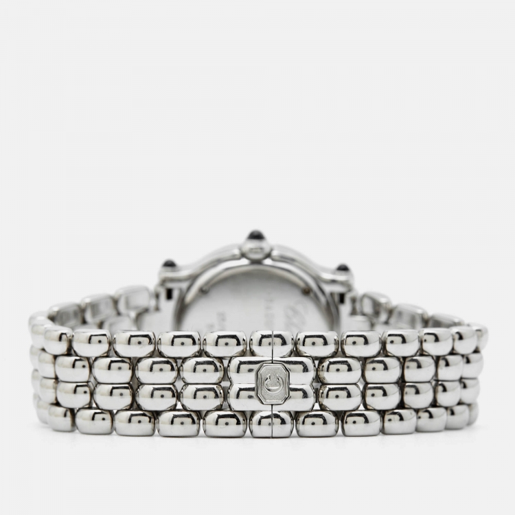 مملوكة مسبقًا Chopard White Diamond Stainless Steel Happy Sport 27/8250-23 Women's Wristwatch 26 mm