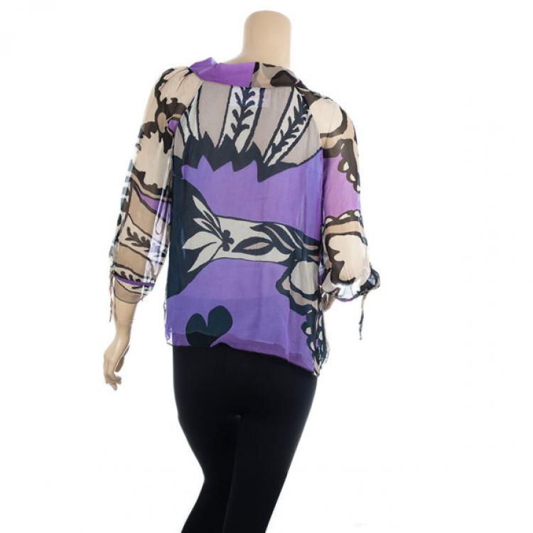 مملوكة مسبقًا Christian Lacroix Multicolored Silk Blouse M