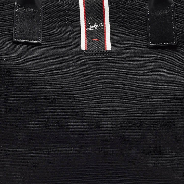 Pre Owned Christian Louboutin Black Canvas Large Nastroloubi Fique À Vontade Tote