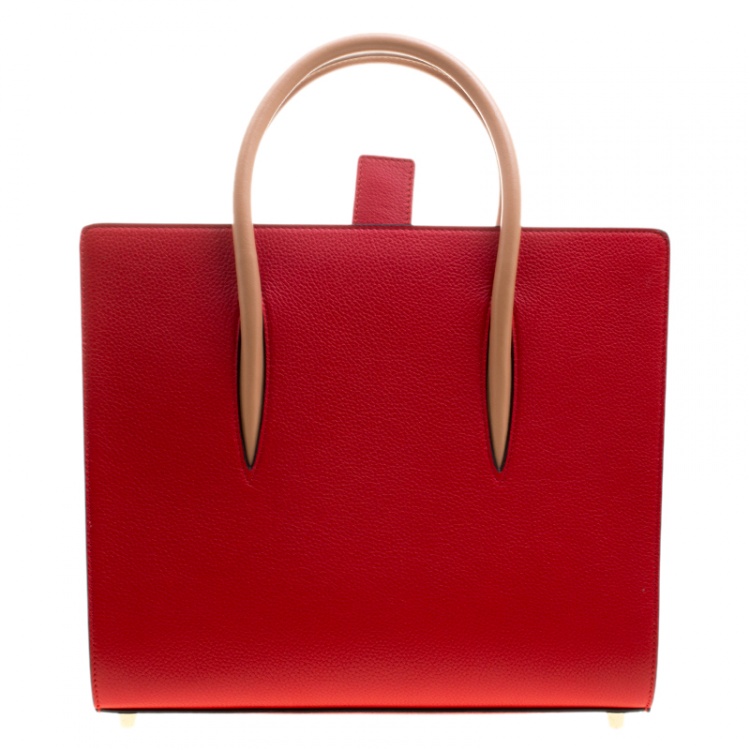 Pre Owned Christian Louboutin Red Leather Paloma Medium Tote