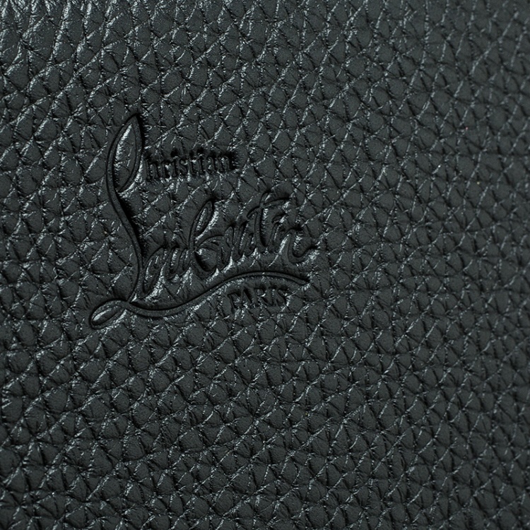 Pre Owned Christian Louboutin Black/Multicolor Leather and Embroidered Fabric Paloma Chain Clutch
