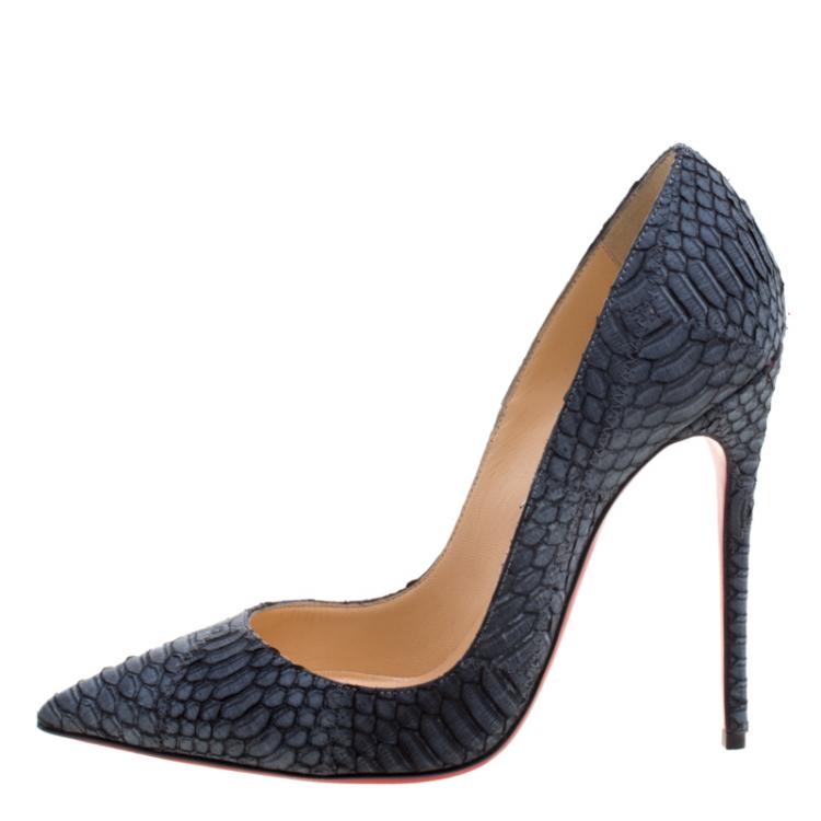 Pre Owned Christian Louboutin Ash Grey Python So Kate Pumps Size 36