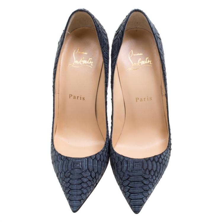 Pre Owned Christian Louboutin Ash Grey Python So Kate Pumps Size 36