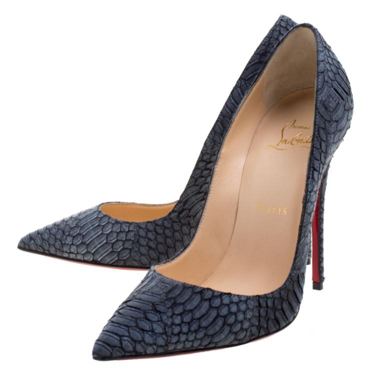 Pre Owned Christian Louboutin Ash Grey Python So Kate Pumps Size 36