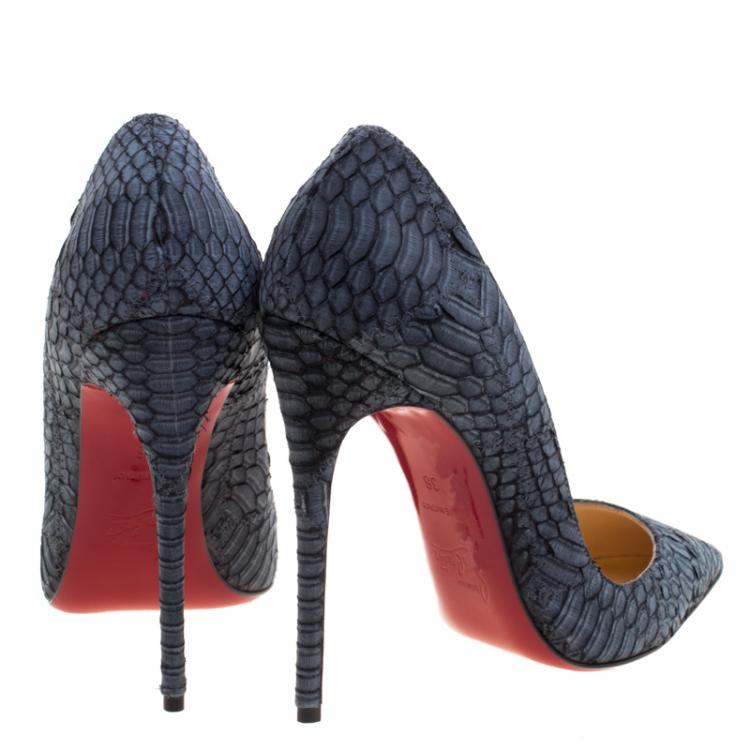 Pre Owned Christian Louboutin Ash Grey Python So Kate Pumps Size 36