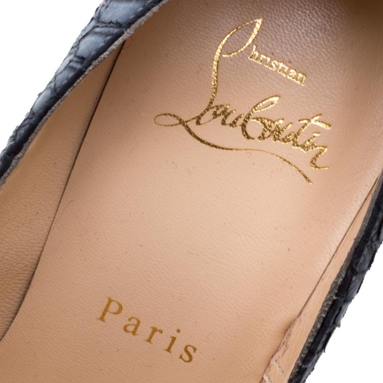 Pre Owned Christian Louboutin Ash Grey Python So Kate Pumps Size 36
