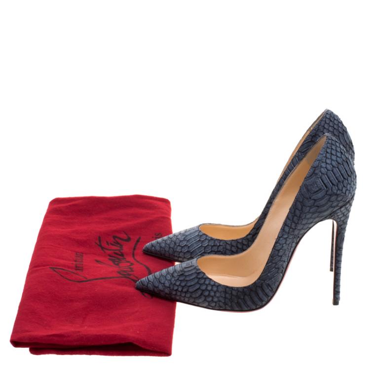 Pre Owned Christian Louboutin Ash Grey Python So Kate Pumps Size 36