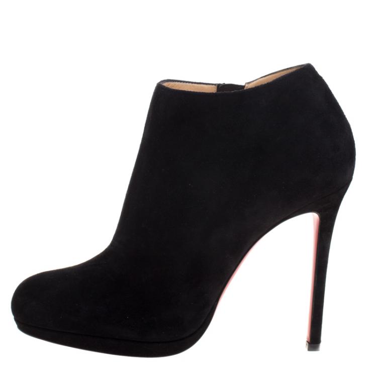 Pre Owned Christian Louboutin Black Suede Bella Ankle Boots Size 40