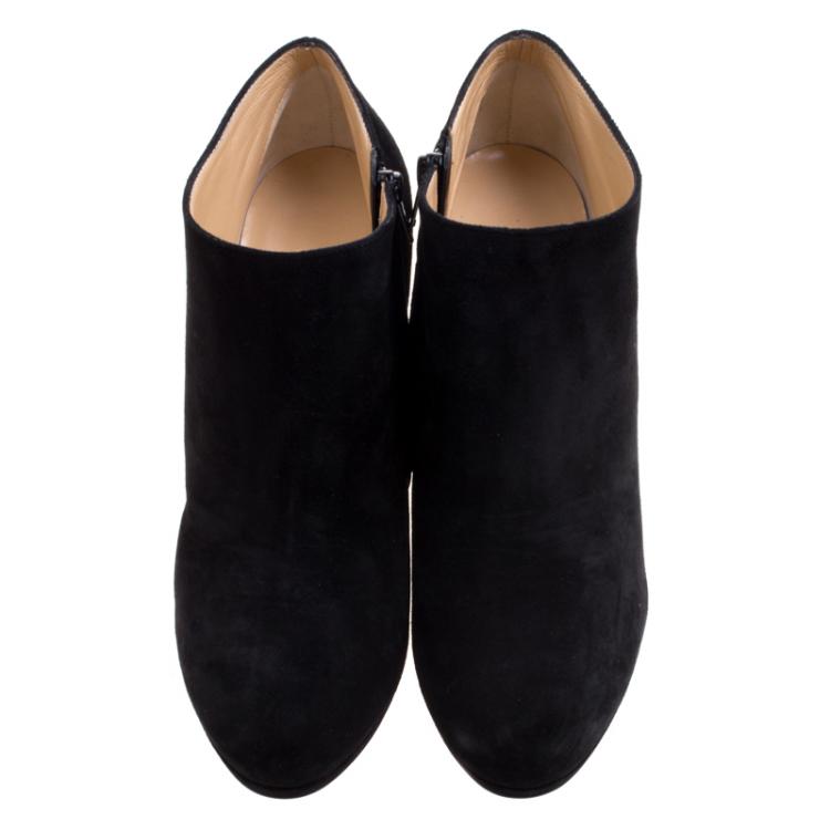 Pre Owned Christian Louboutin Black Suede Bella Ankle Boots Size 40