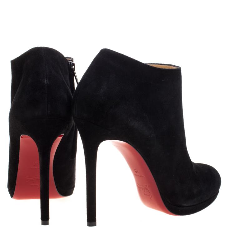 Pre Owned Christian Louboutin Black Suede Bella Ankle Boots Size 40