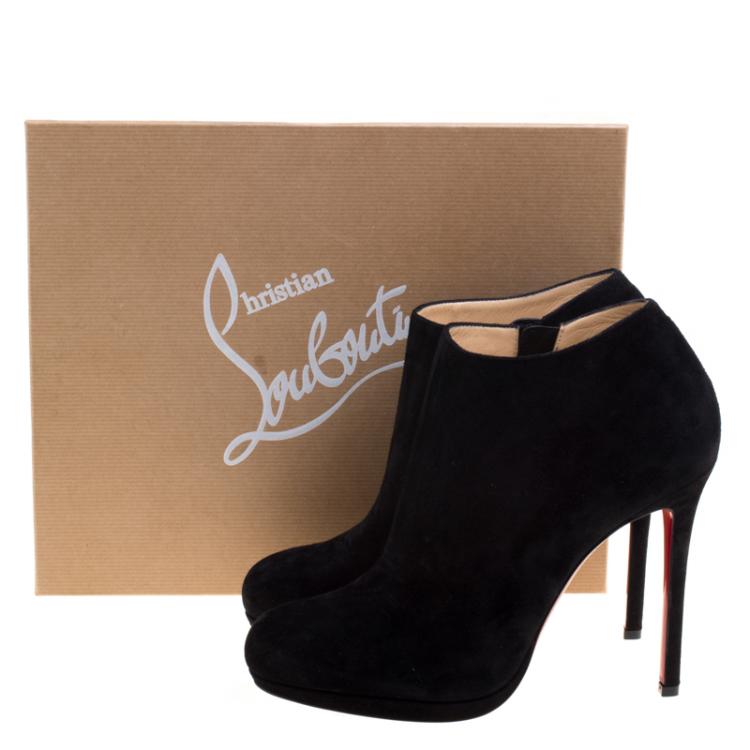Pre Owned Christian Louboutin Black Suede Bella Ankle Boots Size 40