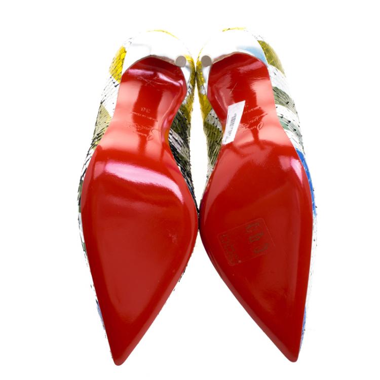 Pre Owned Christian Louboutin Multicolour Stripe Metallic Python Raye Laminato So Kate Pumps Size 36