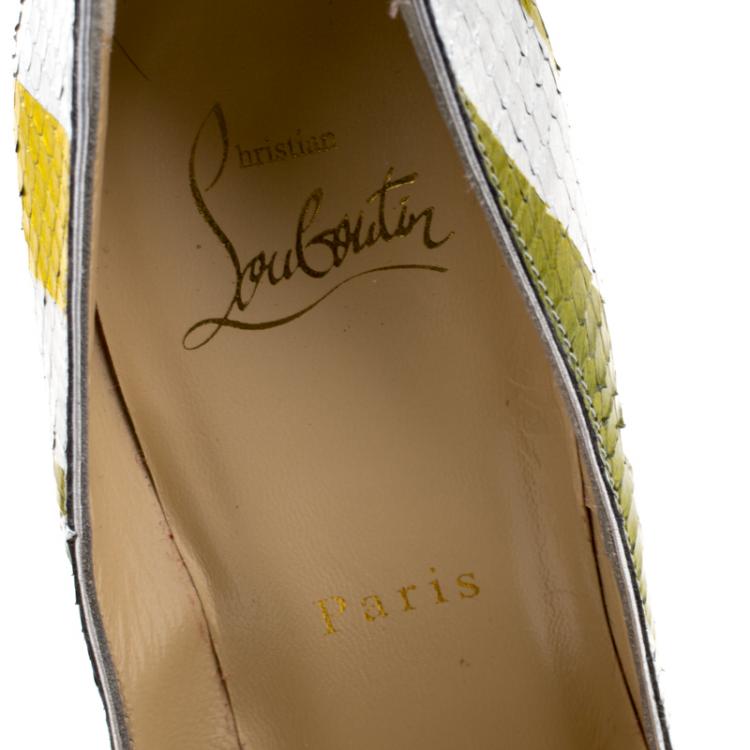 Pre Owned Christian Louboutin Multicolour Stripe Metallic Python Raye Laminato So Kate Pumps Size 36