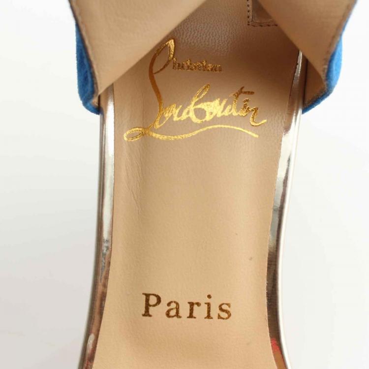Pre Owned Christian Louboutin Tricolor Suede and Leather Mayerling Lace Up Sandals Size 36