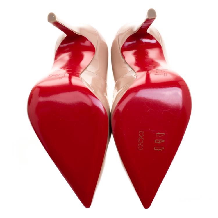 Pre Owned Christian Louboutin Beige Patent Leather Pigalle Pumps Size 38