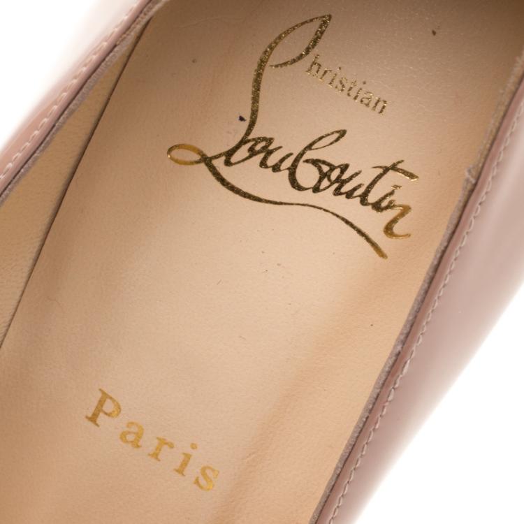 Pre Owned Christian Louboutin Beige Patent Leather Pigalle Pumps Size 38