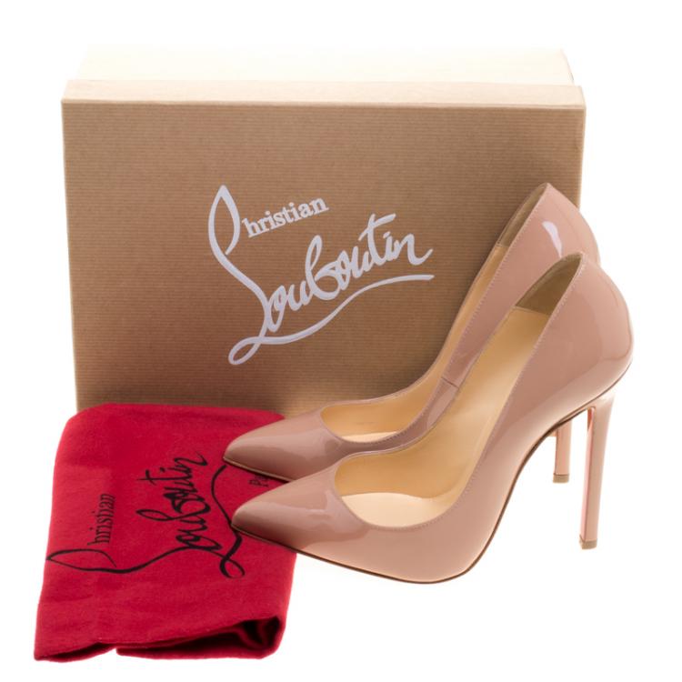 Pre Owned Christian Louboutin Beige Patent Leather Pigalle Pumps Size 38