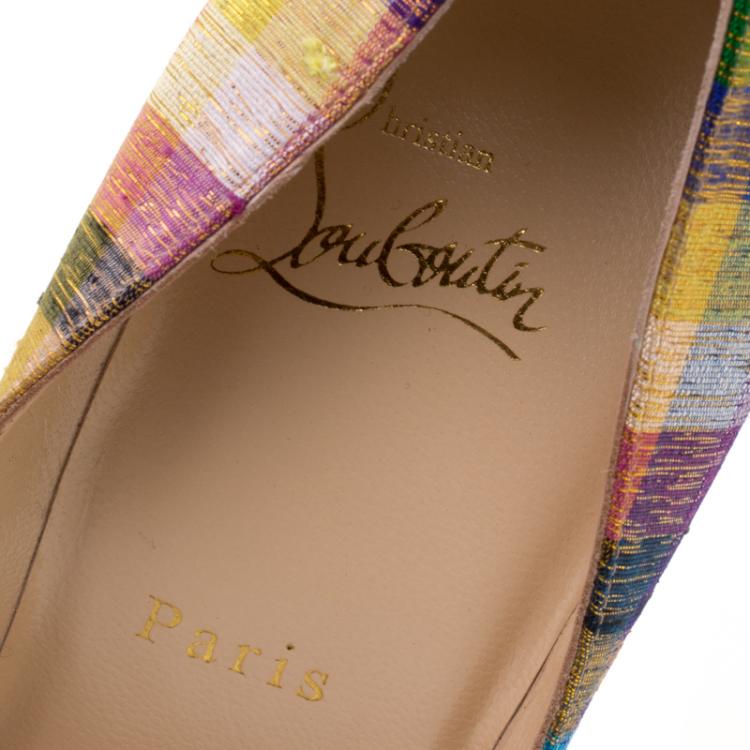 Pre Owned Christian Louboutin Multicolor Fabric Pigalle Follies Pumps Size 38.5