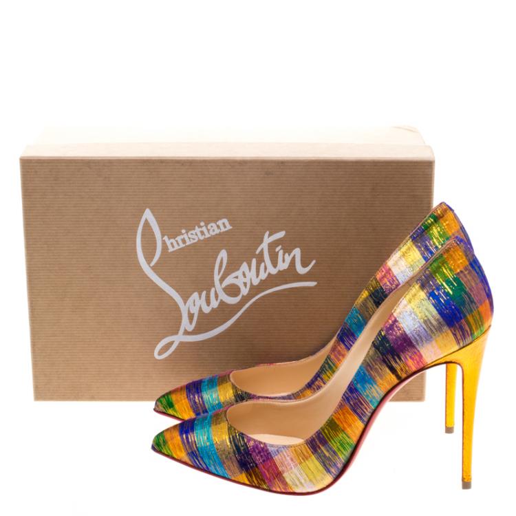 Pre Owned Christian Louboutin Multicolor Fabric Pigalle Follies Pumps Size 38.5