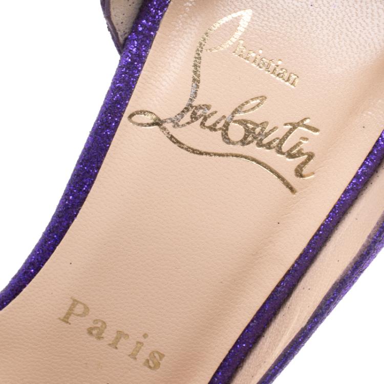 Pre Owned Christian Louboutin Purple Glitter Helmour D'orsay Pumps Size 35