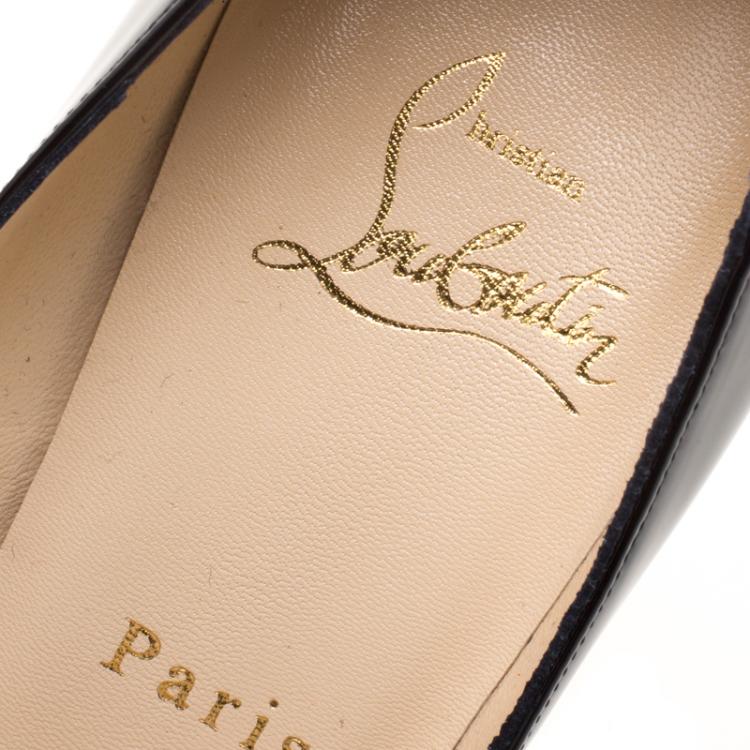 Pre Owned Christian Louboutin Black Patent Leather Hyper Prive Size 35.5