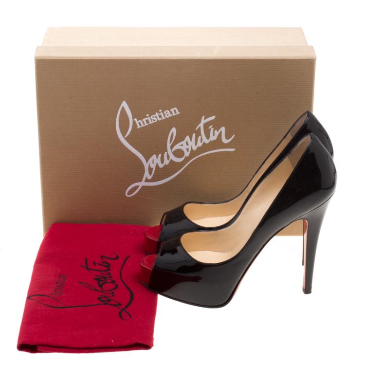 Pre Owned Christian Louboutin Black Patent Leather Hyper Prive Size 35.5