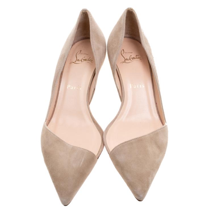 Pre Owned Christian Louboutin Beige Suede Newton D'Orsay Pumps Size 38