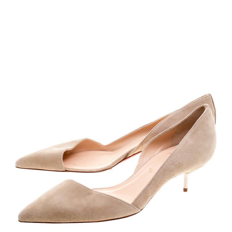Pre Owned Christian Louboutin Beige Suede Newton D'Orsay Pumps Size 38
