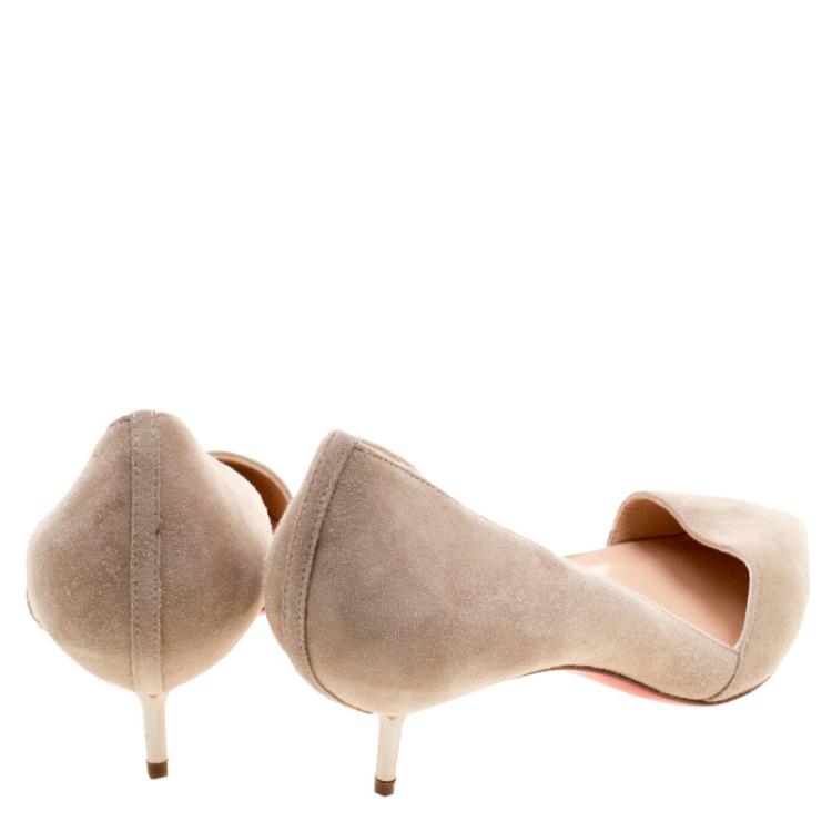 Pre Owned Christian Louboutin Beige Suede Newton D'Orsay Pumps Size 38