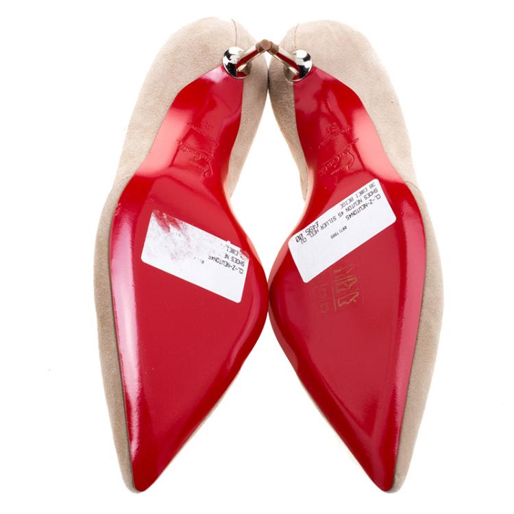 Pre Owned Christian Louboutin Beige Suede Newton D'Orsay Pumps Size 38