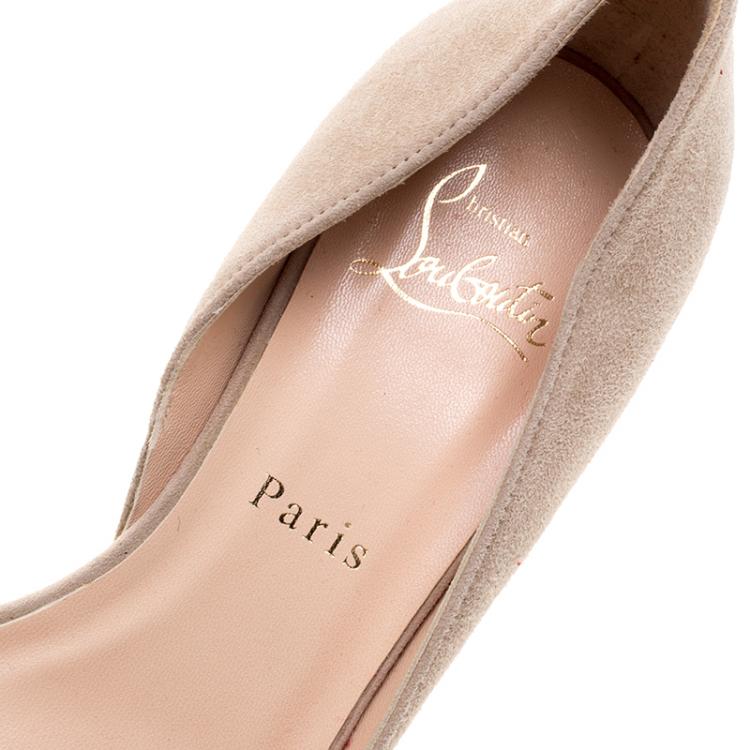 Pre Owned Christian Louboutin Beige Suede Newton D'Orsay Pumps Size 38