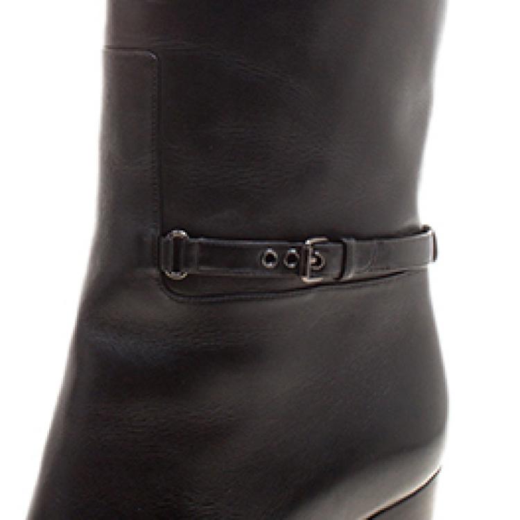 مملوكة مسبقًا Christian Louboutin Black Leather Mervillon Knee Boots Size 38.5