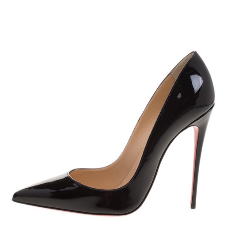 Pre Owned Christian Louboutin Black Patent Leather So Kate Pointed Toe Pumps Size 38.5