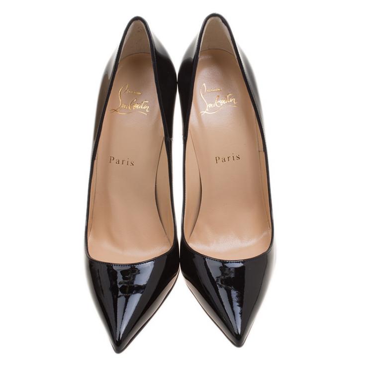 Pre Owned Christian Louboutin Black Patent Leather So Kate Pointed Toe Pumps Size 38.5