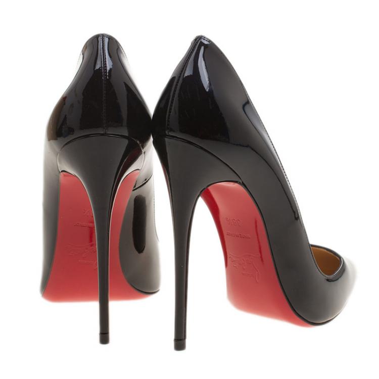 Pre Owned Christian Louboutin Black Patent Leather So Kate Pointed Toe Pumps Size 38.5