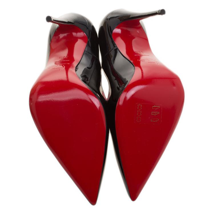 Pre Owned Christian Louboutin Black Patent Leather So Kate Pointed Toe Pumps Size 38.5