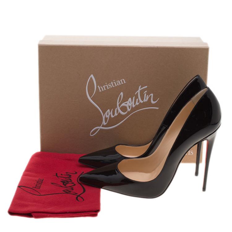 Pre Owned Christian Louboutin Black Patent Leather So Kate Pointed Toe Pumps Size 38.5