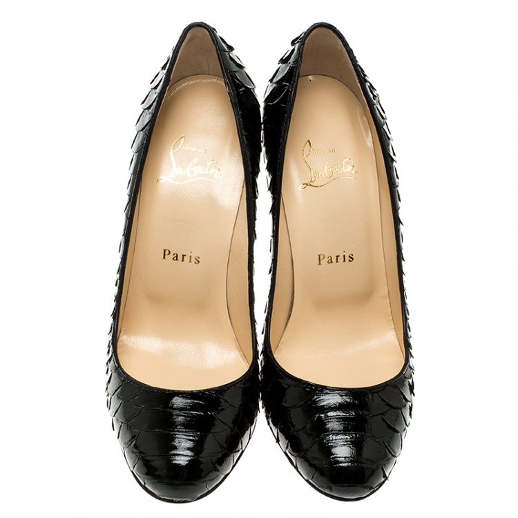 Pre Owned Christian Louboutin Black Python Fifi Pumps Size 37