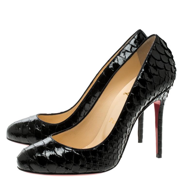 Pre Owned Christian Louboutin Black Python Fifi Pumps Size 37