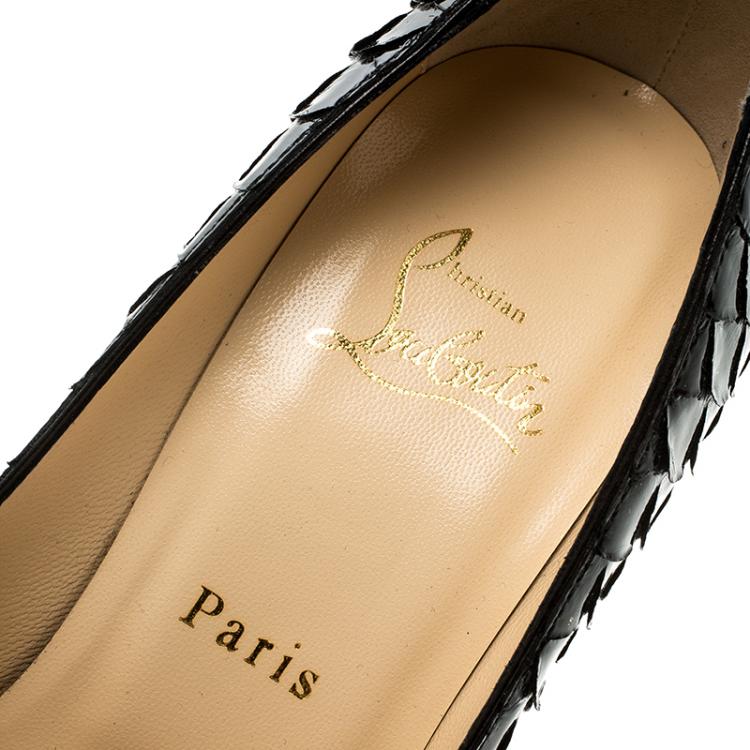Pre Owned Christian Louboutin Black Python Fifi Pumps Size 37